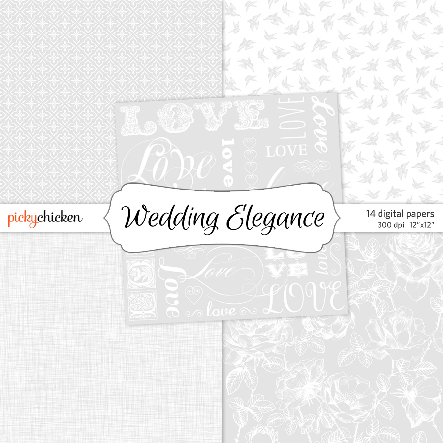 PickyChicken Wedding Elegance digital paper