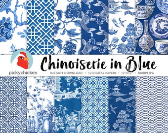 Blue Chinoiserie Digital Paper