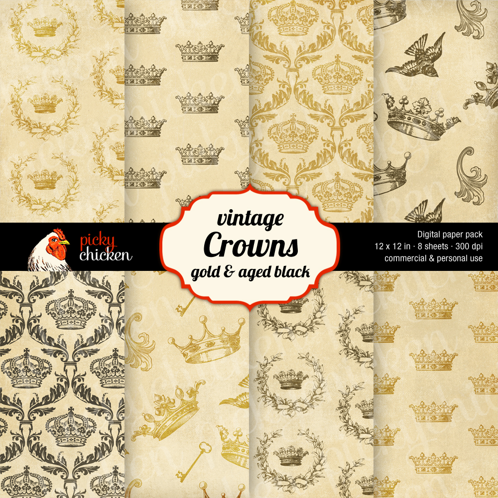 Royal Crowns digital paper at pickychicken.etsy.com