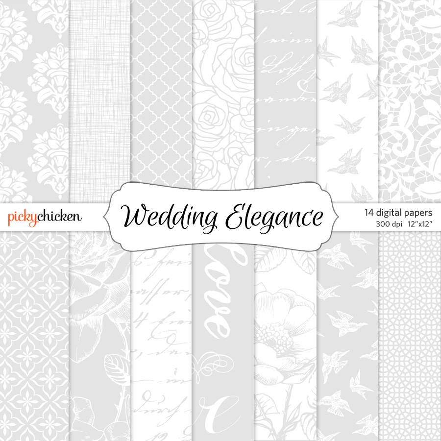 PickyChicken Wedding Elegance digital paper