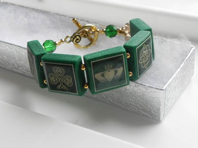 Hand Crafted Polymer Clay Irish Celtic Bracelet