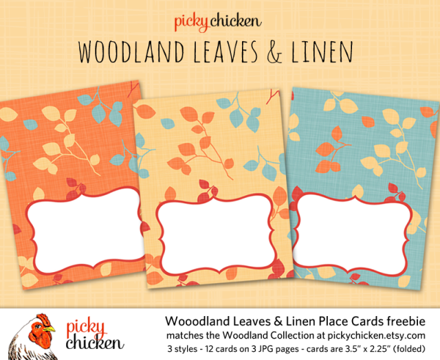 PickyChicken Woodland digital placecards freebie