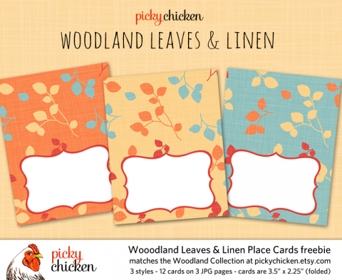 PickyChicken Woodland digital placecards freebie